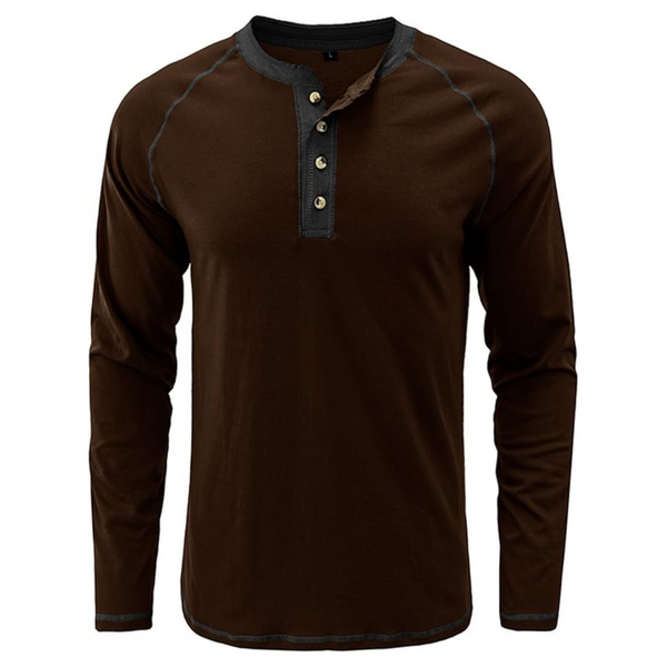 Mens Cotton Long Sleeve Henley T Shirts