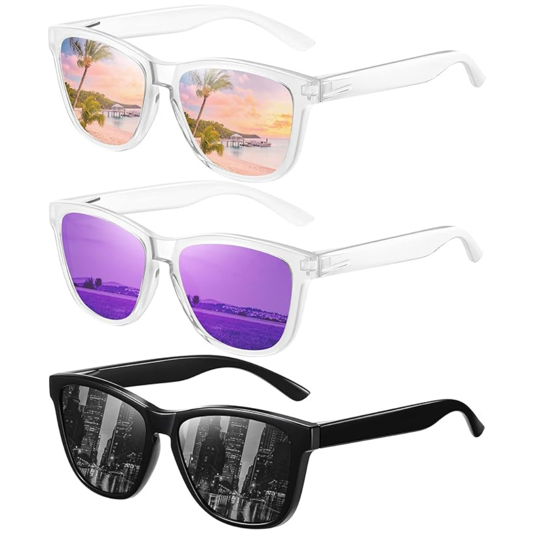 3-Pack Women's UV400 Protection Classic Retro Polarized Trendy Sun Glasses