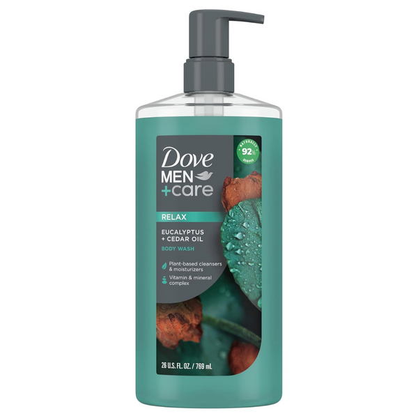 Dove Men+Care Plant Based Body Wash Eucalyptus & Cedar Oil, 26 Fl Oz