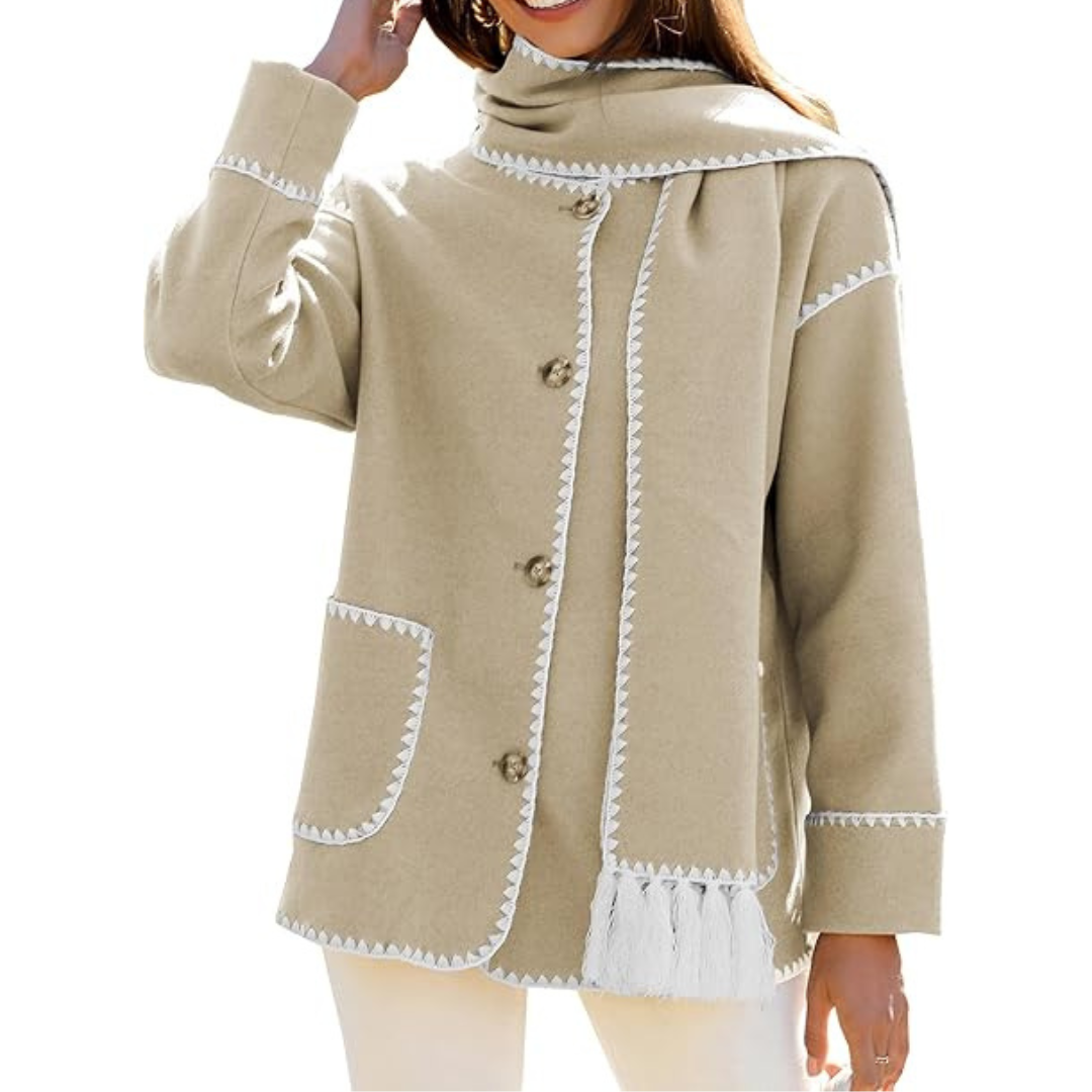 Women Long Sleeve Wool Blend Coat