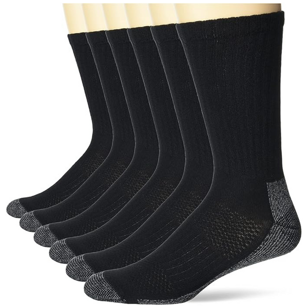 6-Pack Hanes Mens Crew Socks Work Sock (Black)