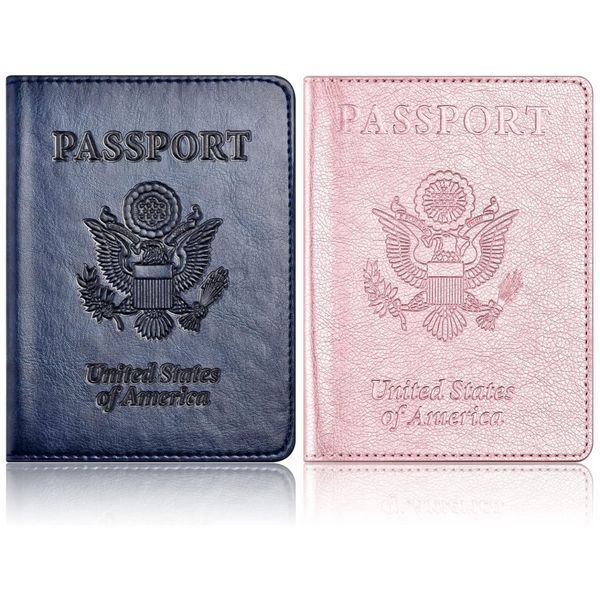 2-Pack Faux Leather Passport Wallet With Vaccine Card Slot