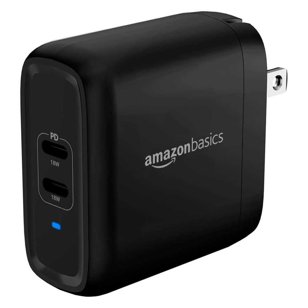 36W AmazonBasics 2-Port USB-C Wall Charger Adapter