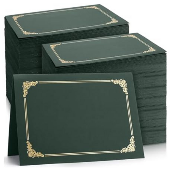 200-Piece Fainne 8.5" x 11" Certificate Holders with Gold Foil Border