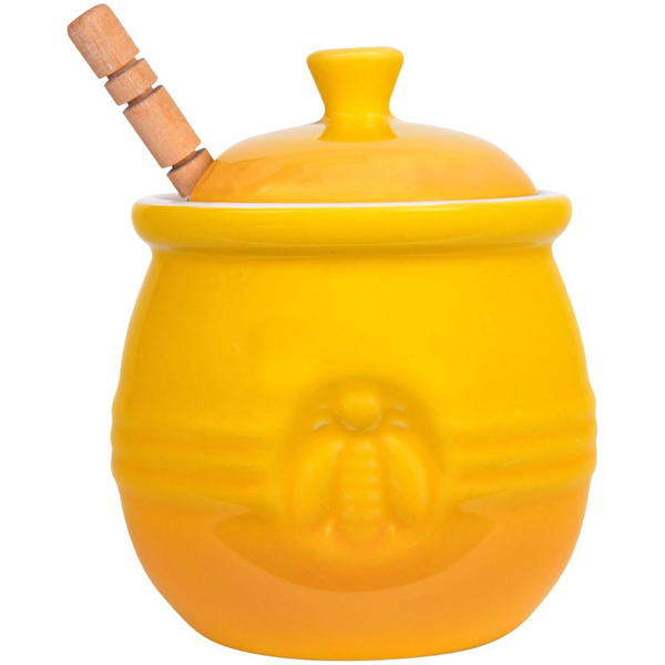 Creative Co-Op Stoneware Honey Pot With Wood Honey Dipper