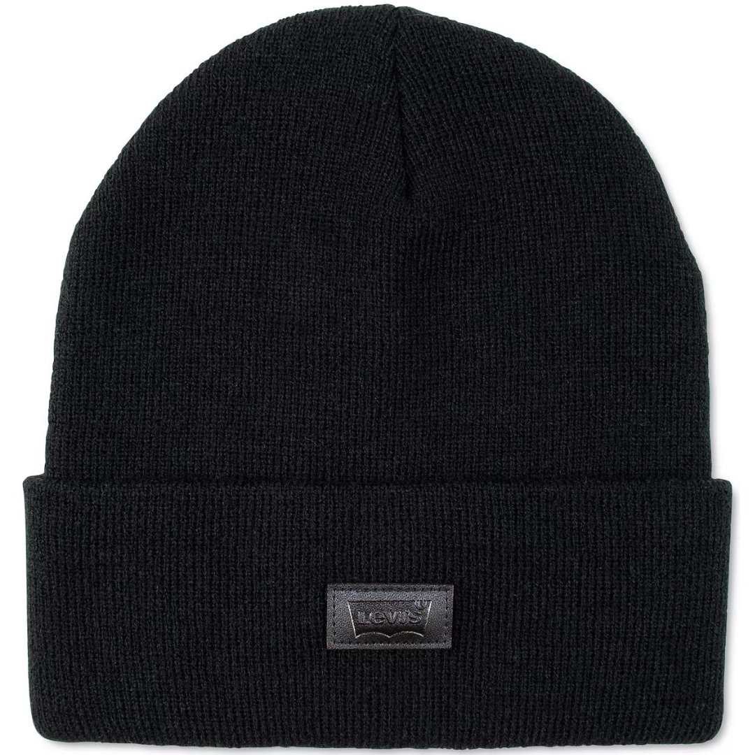 Levis All Season Comfy Leather Logo Patch Hero Beanie