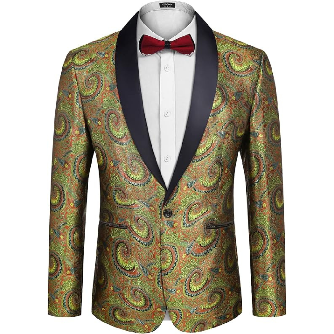 Coofandy Men's Luxury Embroidered Floral Tuxedo Jacket