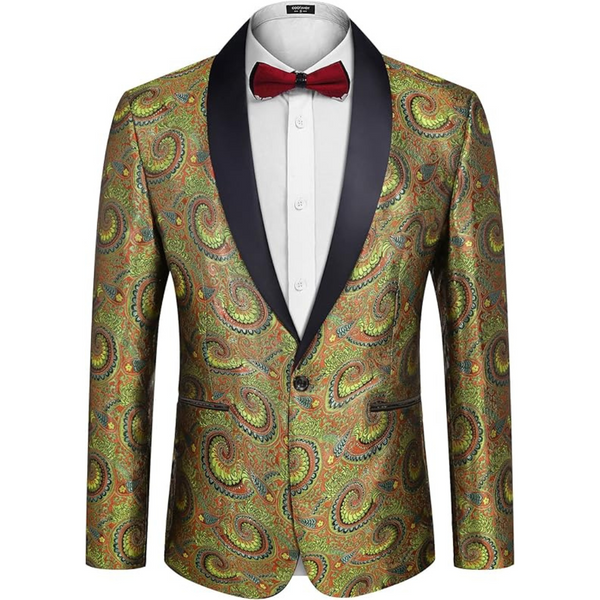 Coofandy Men's Luxury Embroidered Floral Tuxedo Jacket