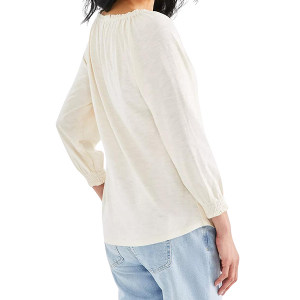 Style & Co Women's Split Neck Ruffle Trim Long-Sleeve Knit Top