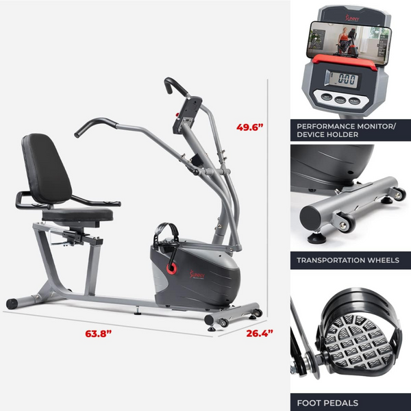 Sunny Health & Fitness Compact Performance Recumbent Bike