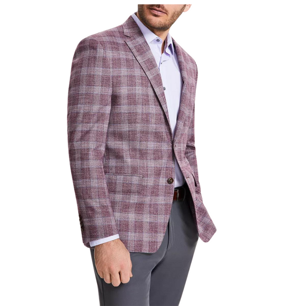 Michael Kors Men's Classic-Fit Berry Plaid Sport Coat