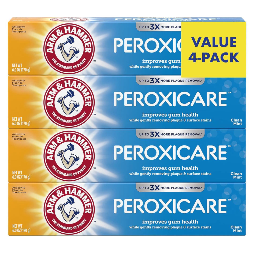 4-Pack Arm & Hammer Peroxicare Clean Mint Flavor Toothpaste, 6.0 Oz