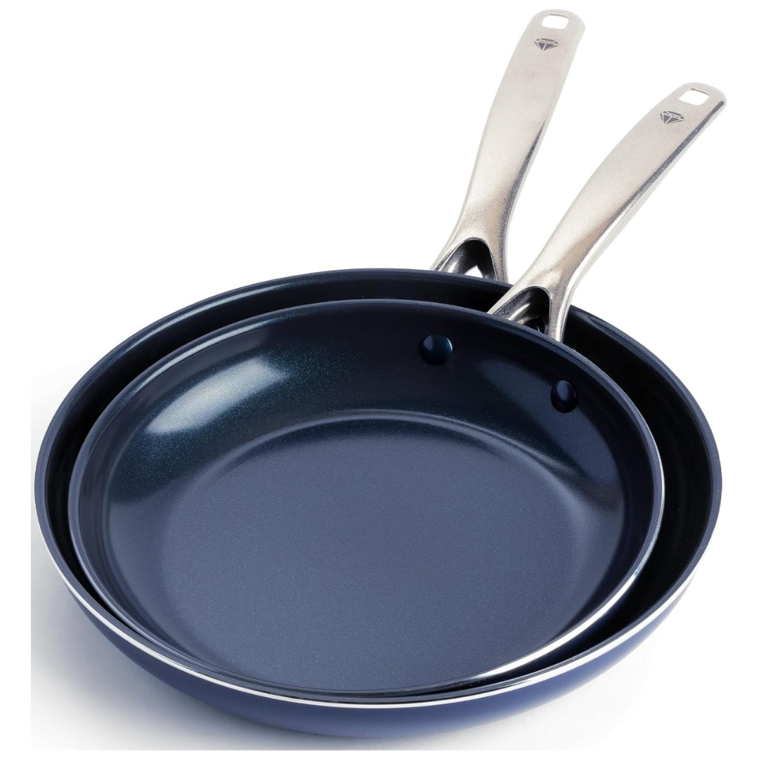 Blue Diamond Infused Ceramic Nonstick 9.5" & 11" Frying Pan Skillet Set