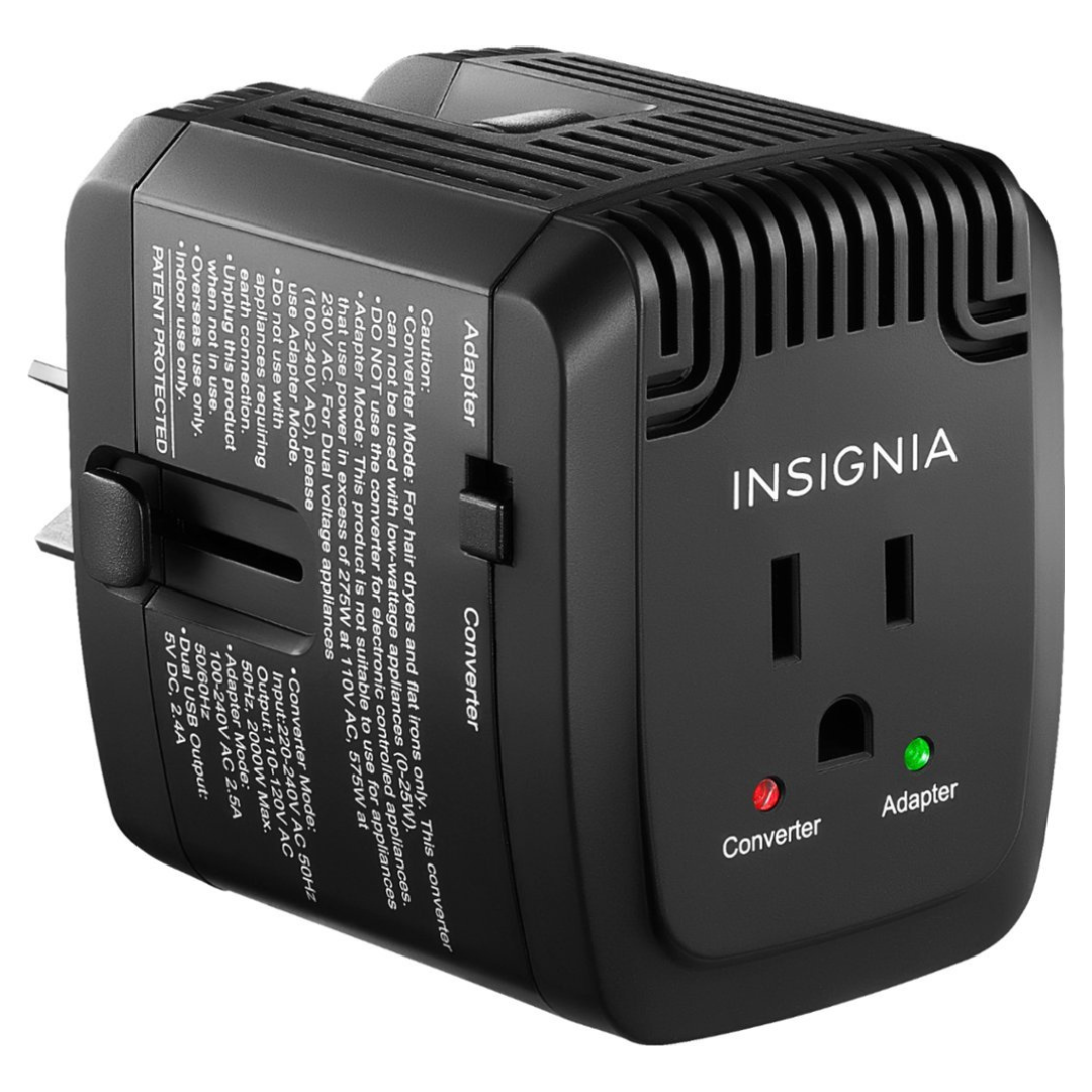 Insignia All-In-One Travel Adapter And Converter With 2 USB Ports