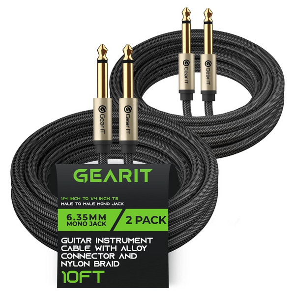 2-Pack GearIT 10Ft Guitar Instrument Cable