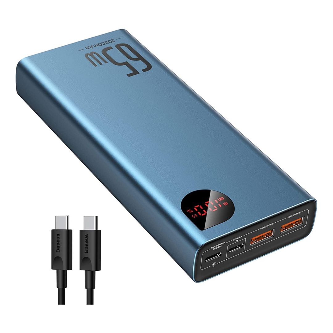 Baseus 65W 20000mAh 3-Port USB-C & USB-A Portable Power Bank