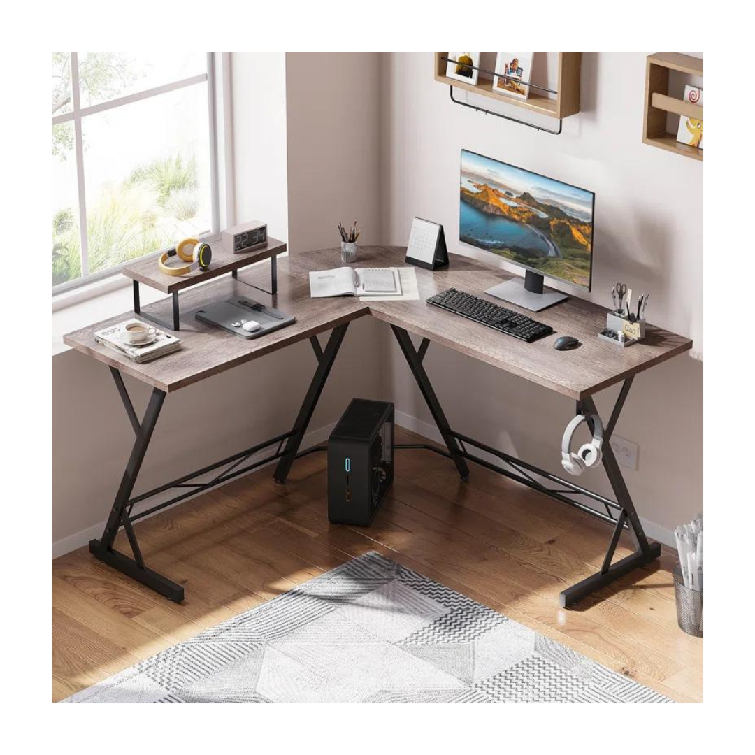 Inbox Zero Jayle L-Shaped Metal Base Writing Desk