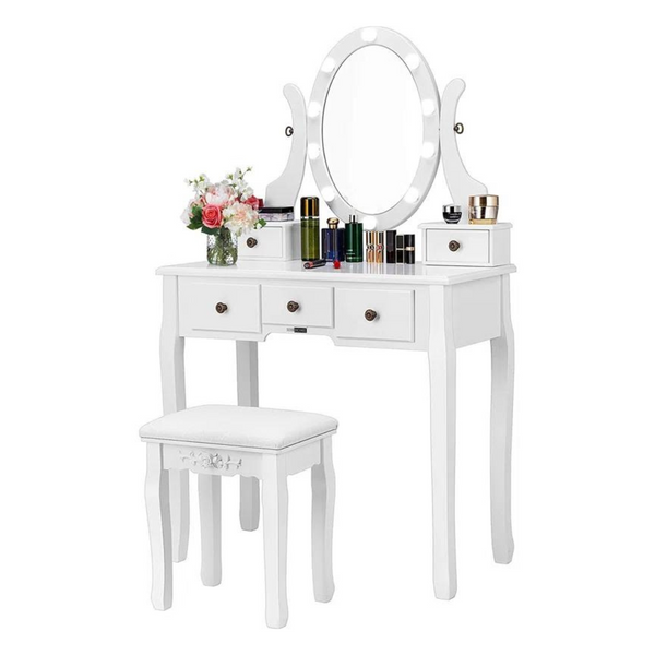 Hayter Makeup Vanity Set With Mirror & Cushioned Stool