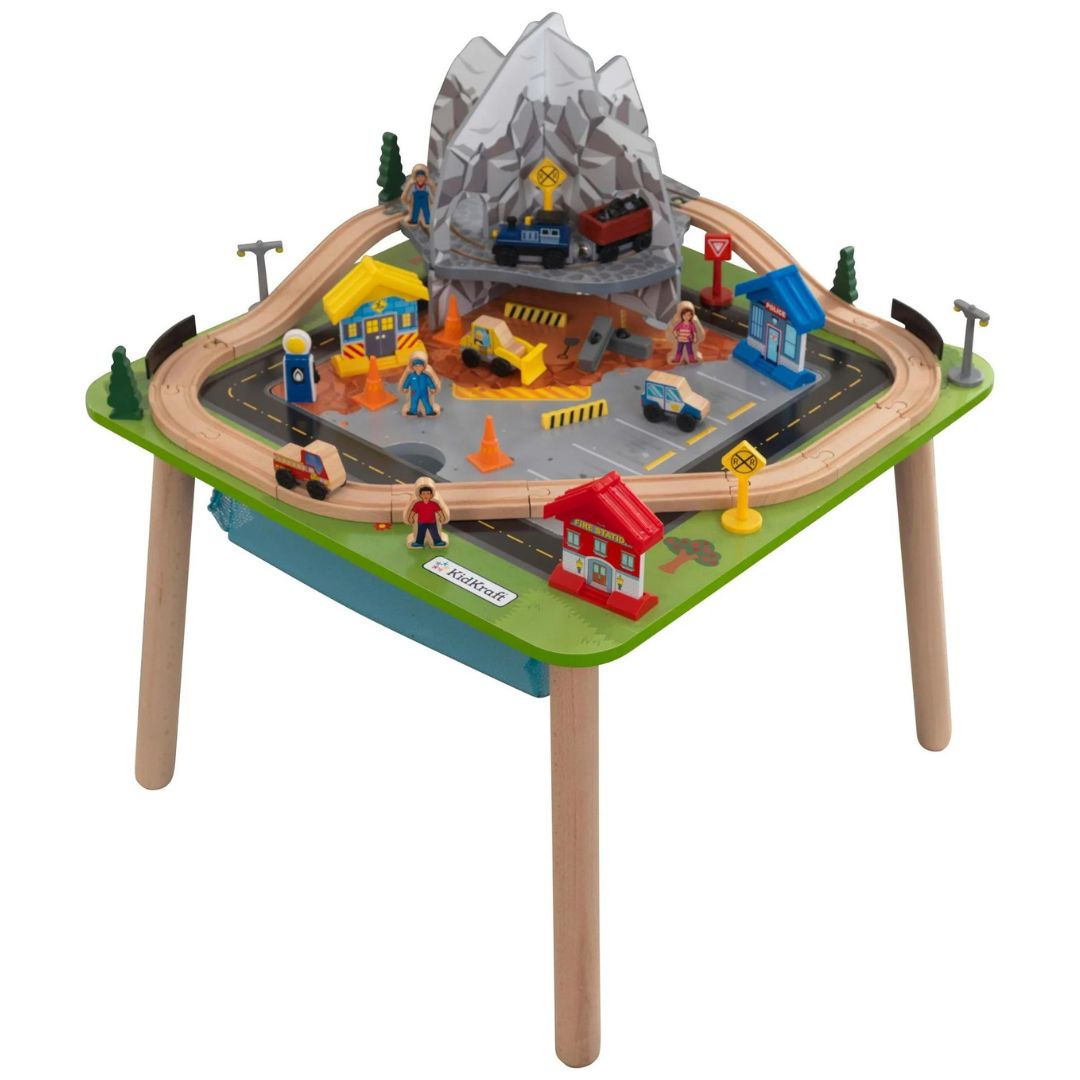 KidKraft Rocky Mountain Wooden Train Set and Train Table