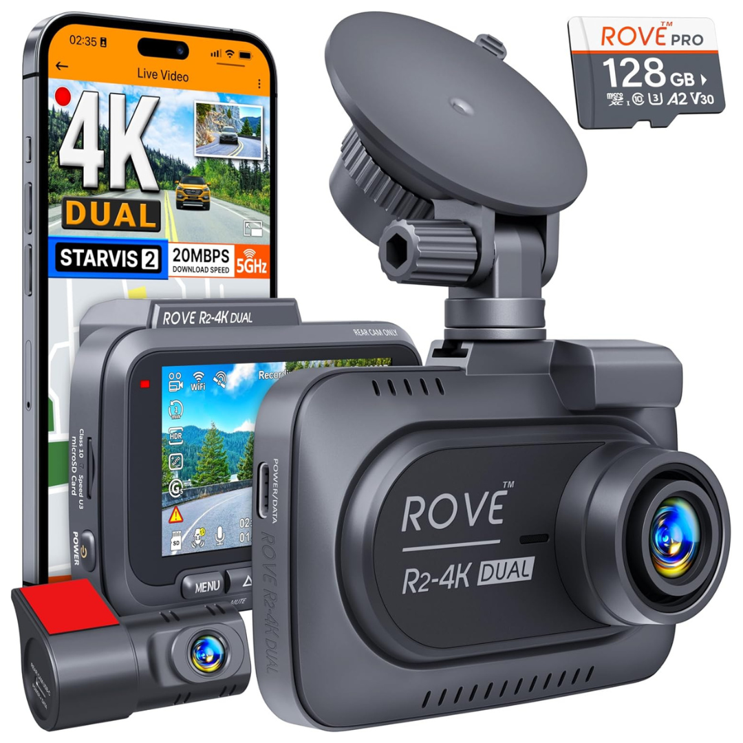 ROVE R2-4K 2160P/FHD 3" IPS, 24H Parking Mode DUAL Dash Cam