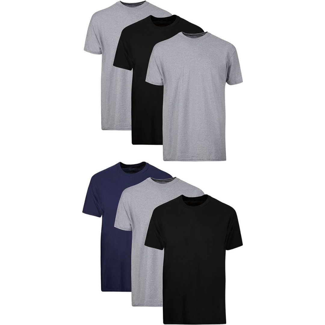 6-Pack Hanes Men's Moisture-Wicking Crew Tee Undershirts