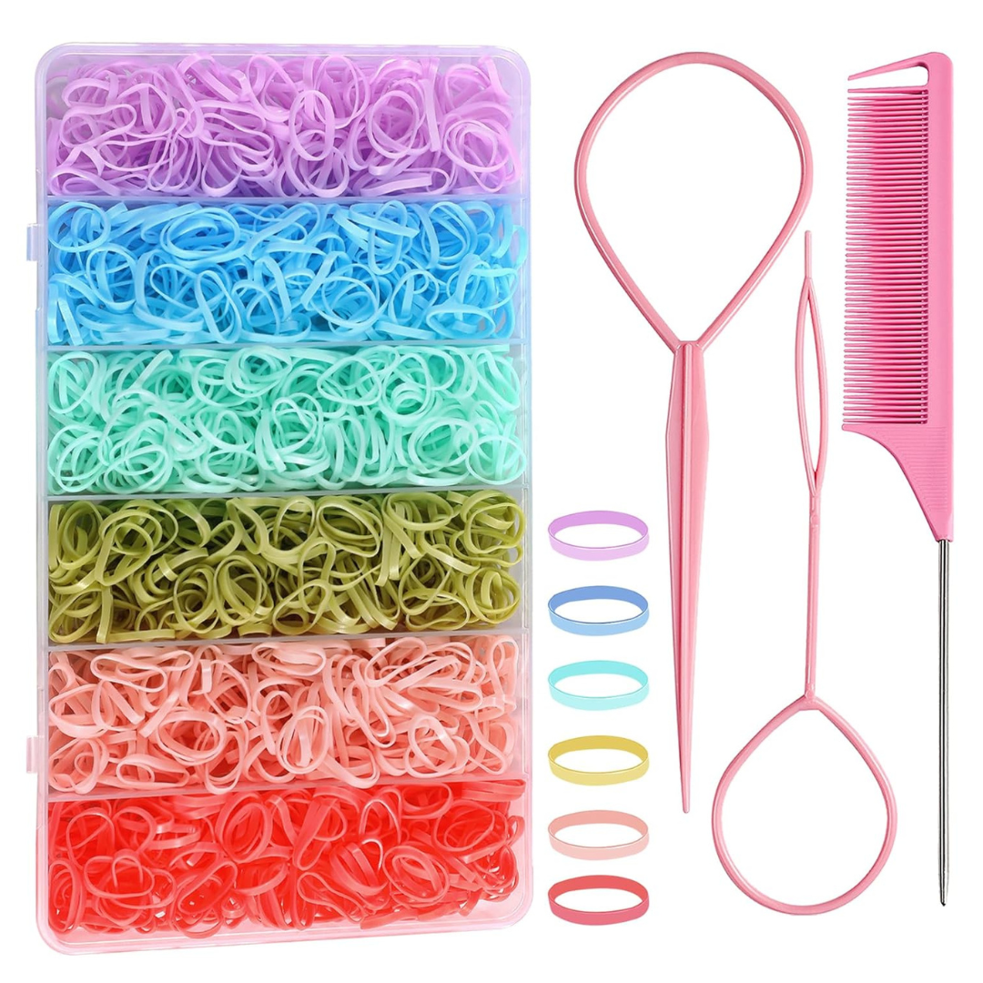 3000 Pcs 6 Colors Elastic Hair Bands