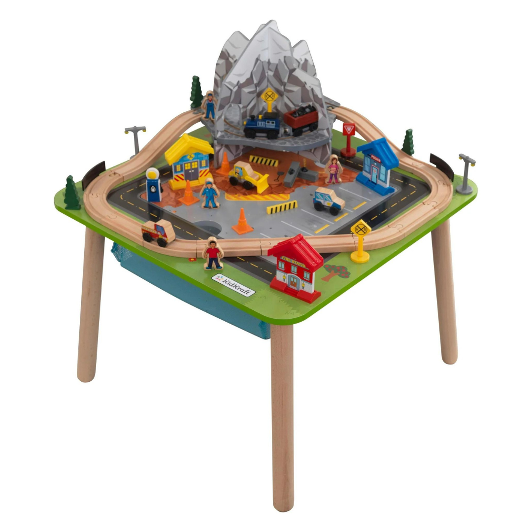 KidKraft Rocky Mountain Wooden Train Set And Train Table With 50 Accessories