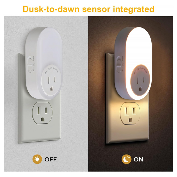 2-Pack Dawnrise Adjustable Plug-In Dusk to Dawn Sensor Night Lights