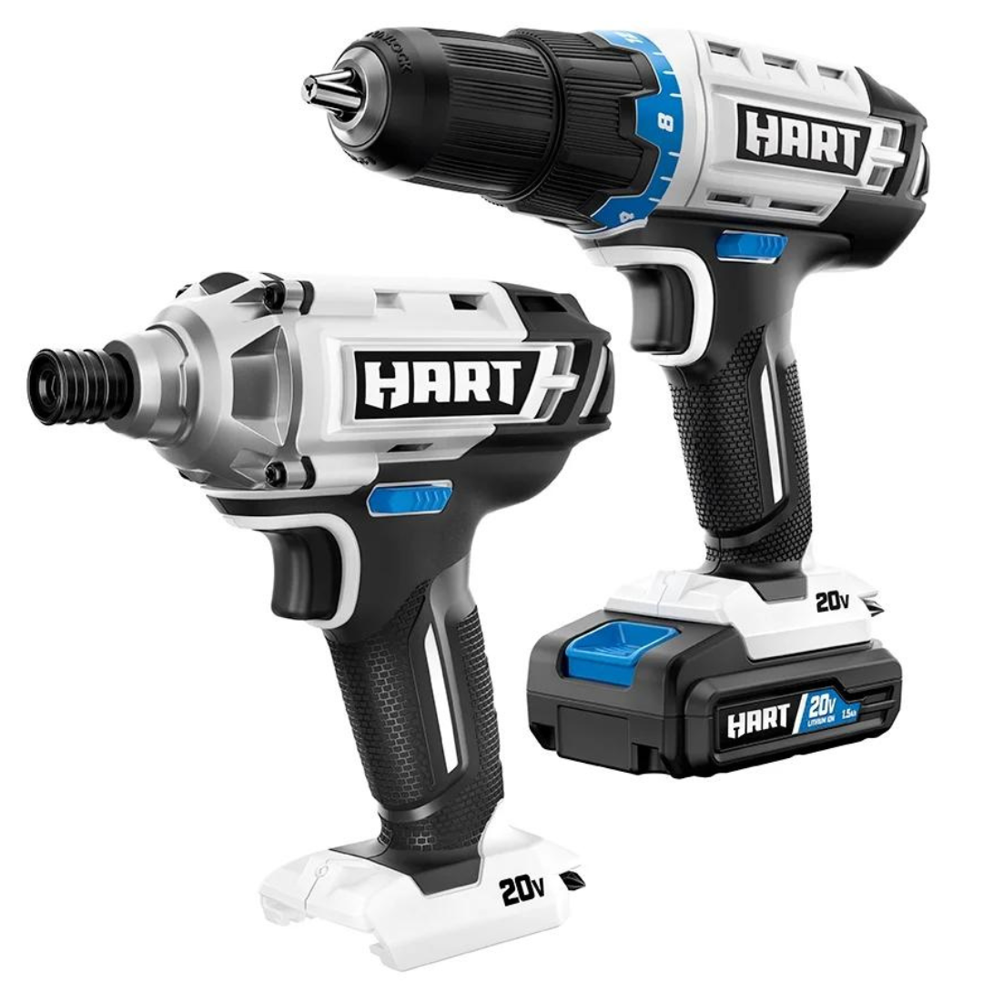 2-Piece HART 20-Volt Cordless 1/2" Drill And Impact Driver Combo Kit