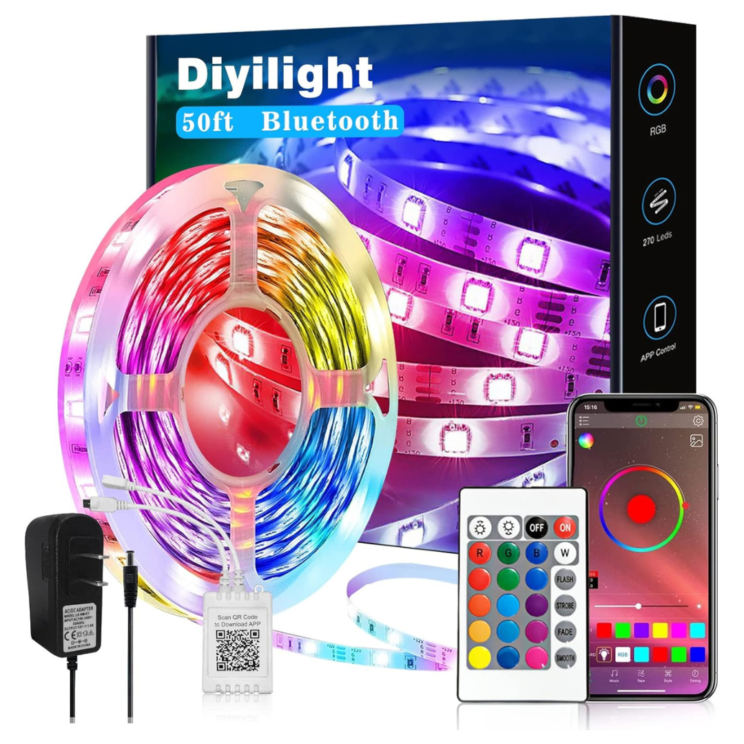 50Ft LED Smart Strips Lights With App Control Remote