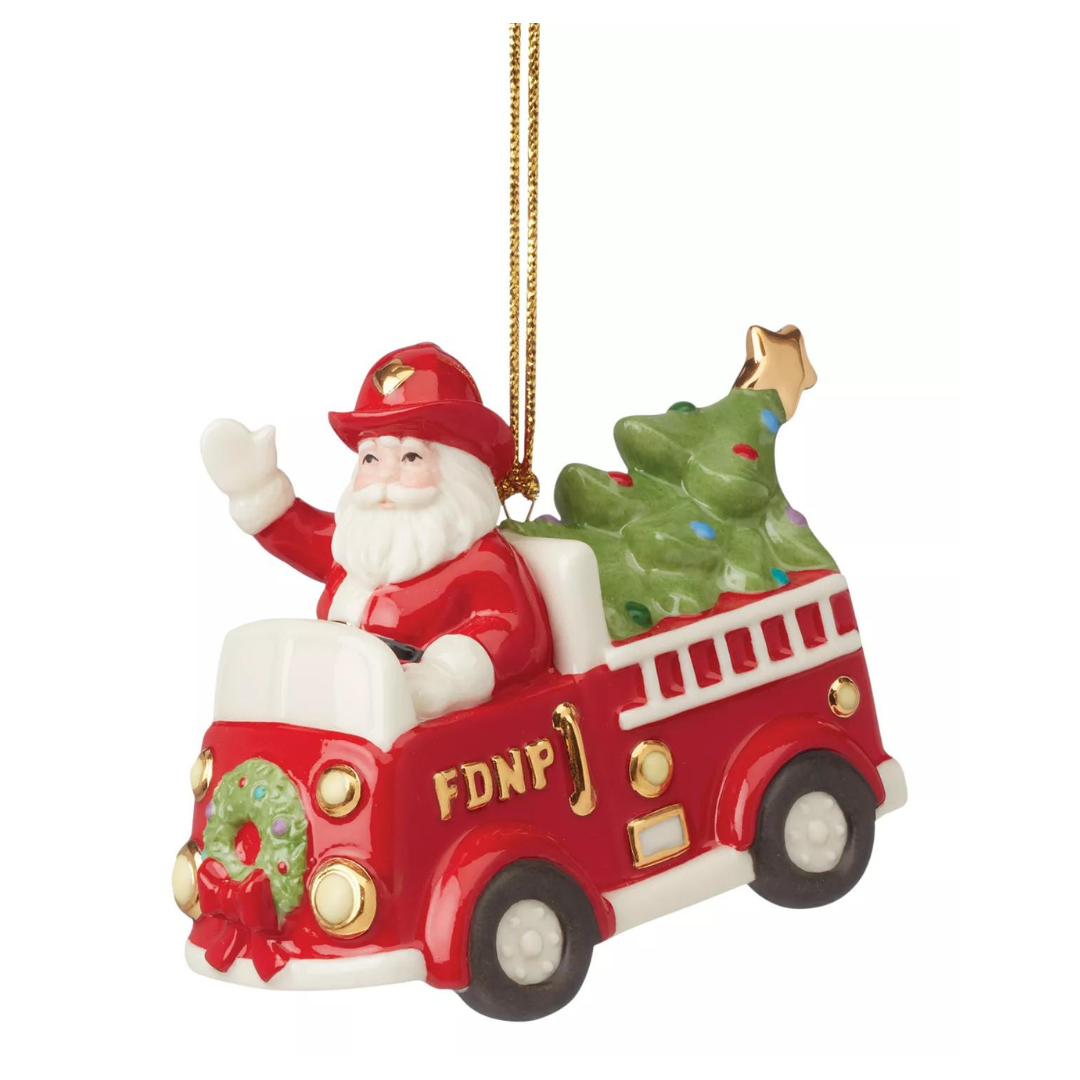 Lenox Santa In Fire Truck Ornament