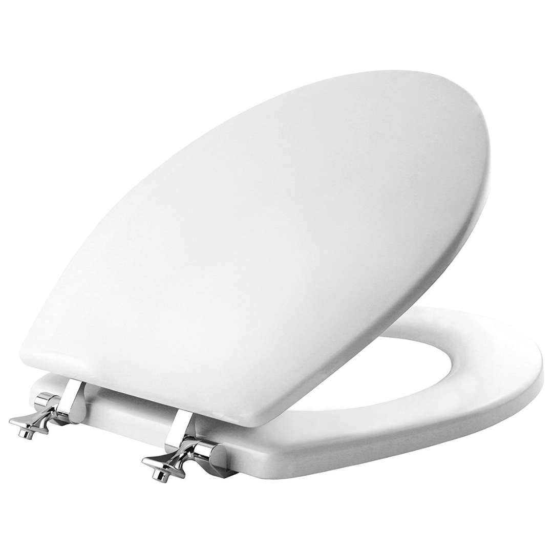 Mayfair Edgewater Toilet Seat W/ Chrome Hinges Will Never Come Loose