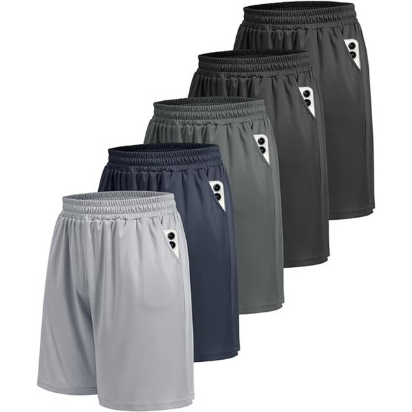 5-Pack Athletic Men's Shorts with Pockets