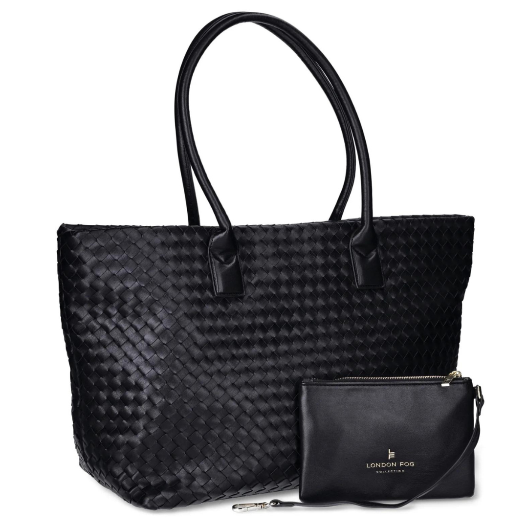 London Fog Women's Woven Tote With Pouch