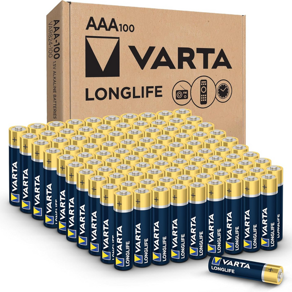 100-Pack VARTA Longlife AAA Alkaline Batteries