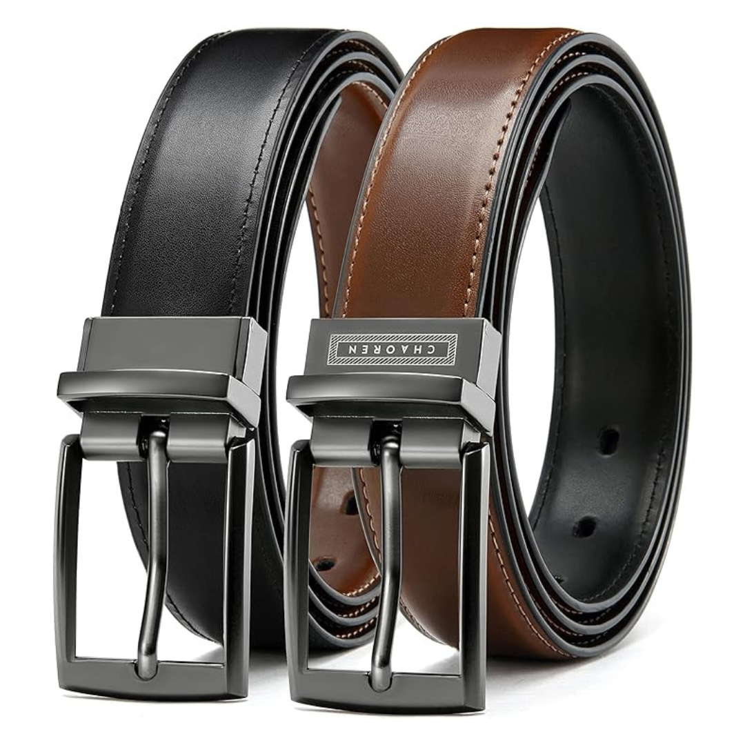 2-Pack Men's Leather Reversible Belts