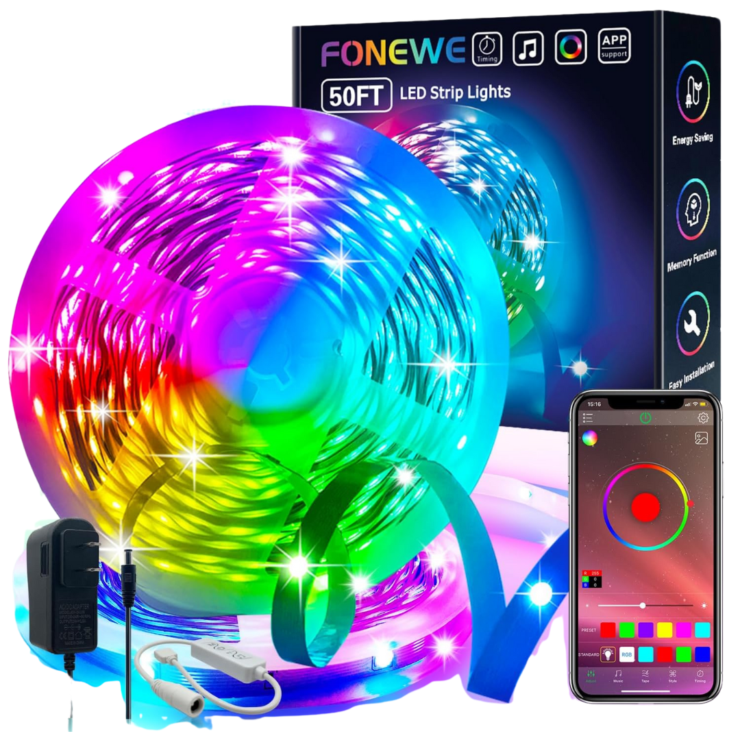 Fonewe 50ft LED Strip Lights With App