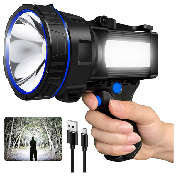 Super Bright 1000000 Lumens Waterproof Rechargeable Spotlight Flashlight