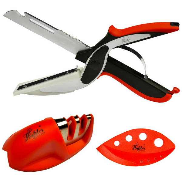 6-In-1 Kitchen Knife With Cutting Board, Sharpener And Herb Stripper