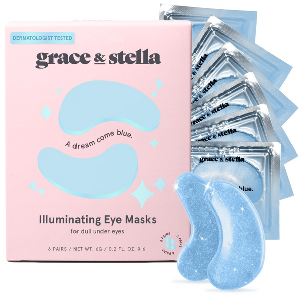 Grace & Stella Award Winning Under Eye Mask (Blue, 6 Pairs)