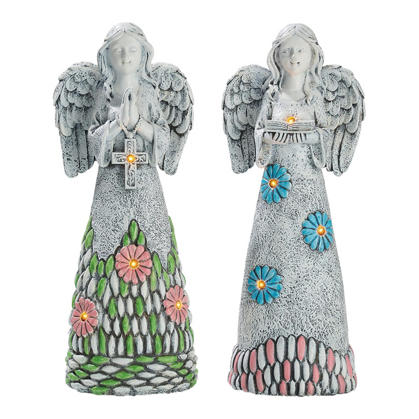 2-Pack Angel Garden Statues With Solar Outdoor Light