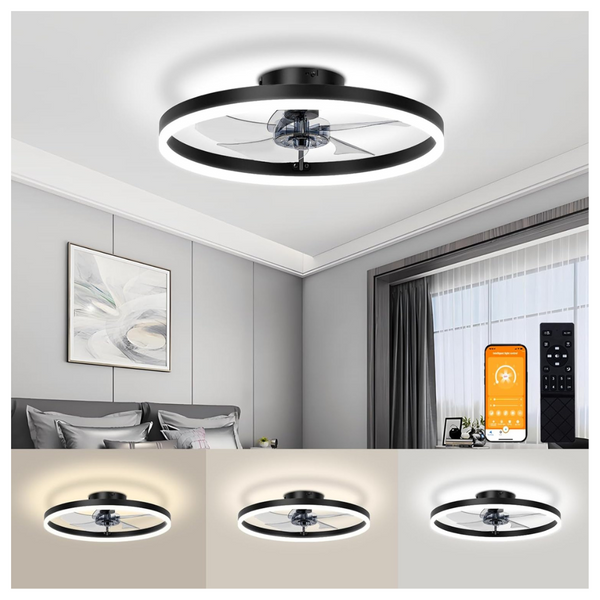 VOLISUN 15.7" 3000K-6500K Dimmable Modern LED Ceiling Fan Light