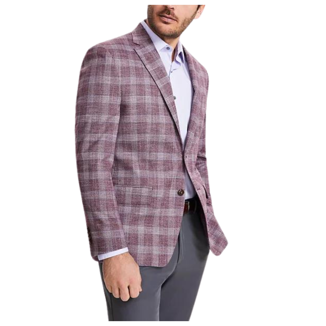 Michael Kors Men's Classic-Fit Berry Plaid Sport Coat