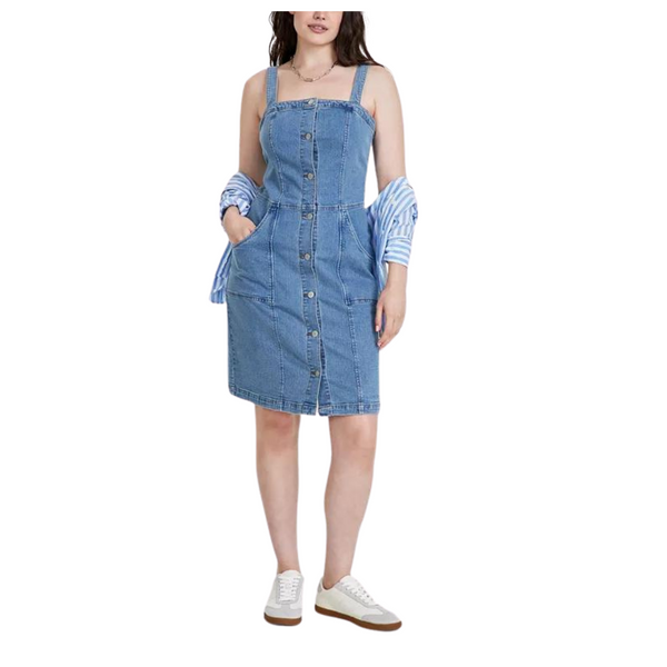 On 34th Women's Denim Pinafore Dress