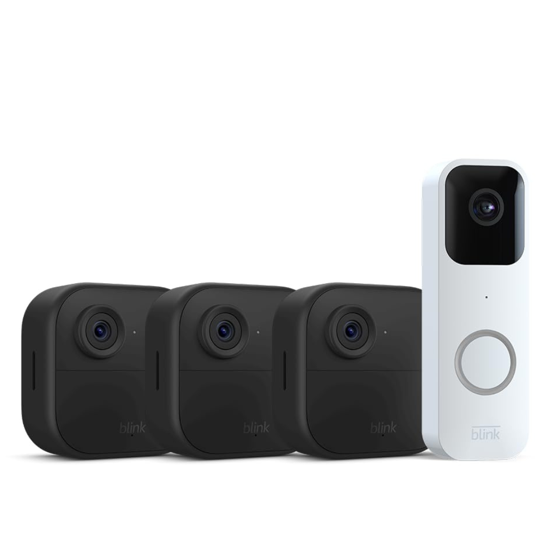 Blink Video Doorbell + 3 Outdoor 4 Smart Security Cameras (4th Gen)