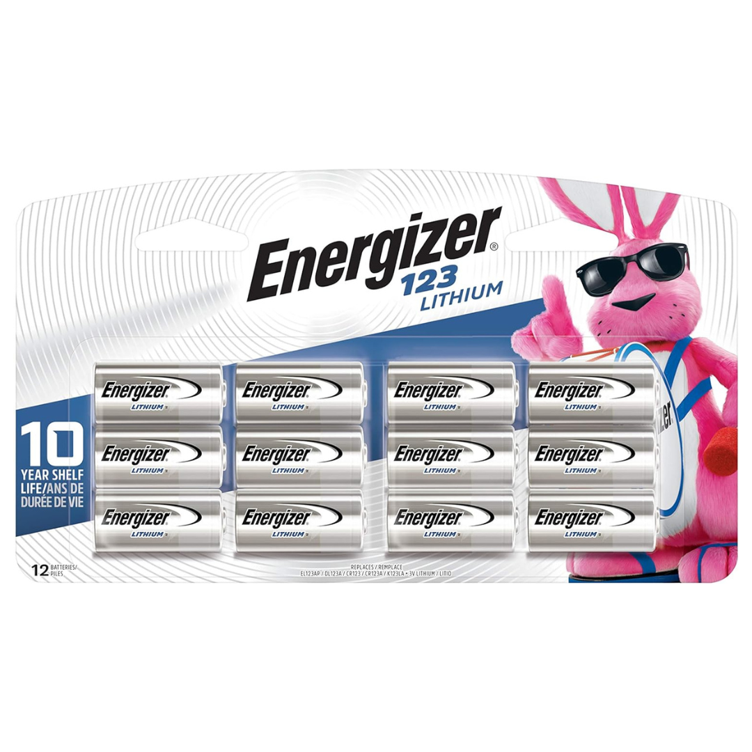 12-Pack Energizer 123 3V Lithium Batteries