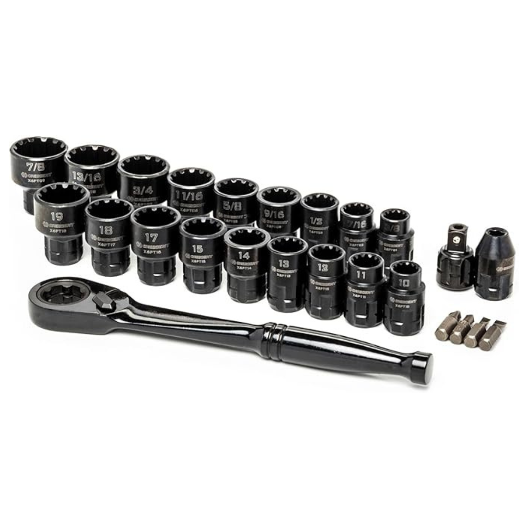 25-Piece Crescent 3/8" Drive Pass-Thru X6 Spline Mechanics Tool Set