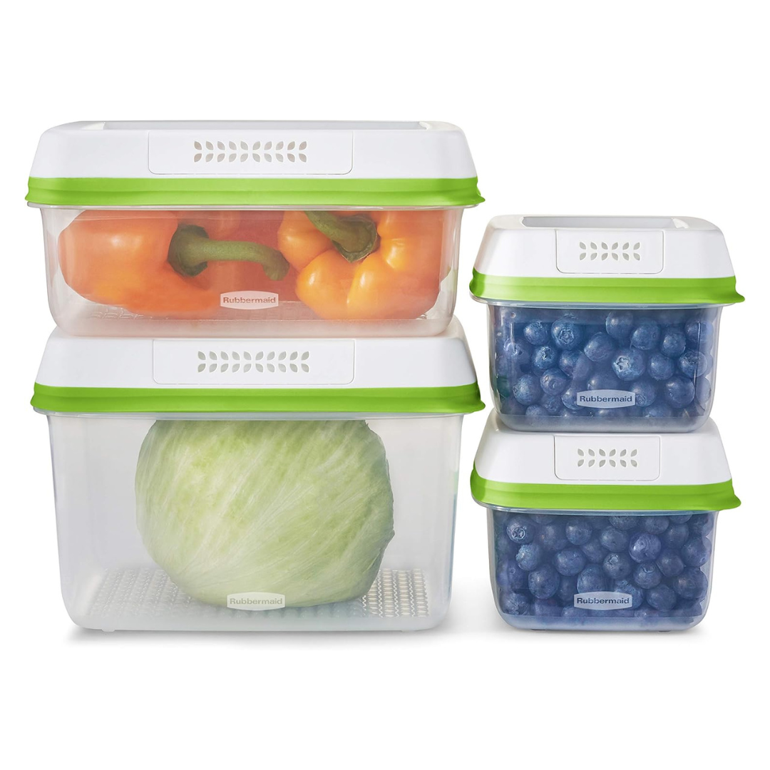 Set Of 4 Clear Plastic FreshWorks Produce Saver Storage Containers