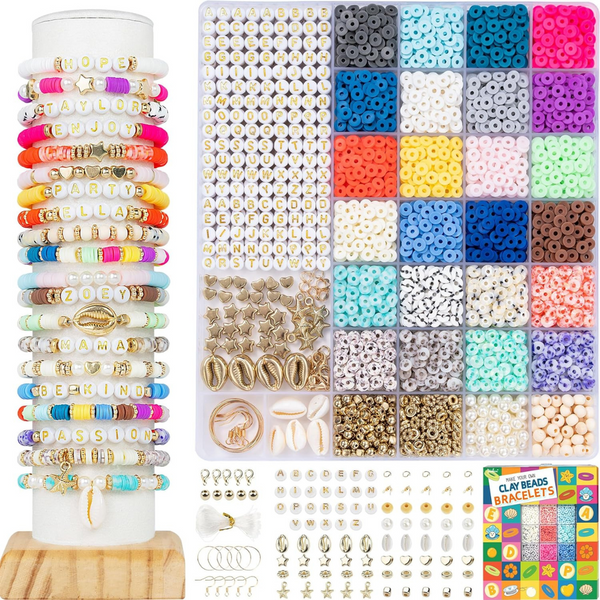 Deinduser 6,000 Pcs Clay Beads Bracelet Making Kit