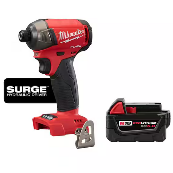 Milwaukee M18 Fuel Surge 18V Brushless Cordless 1/4" Hex Impact Driver + 5Ah Battery